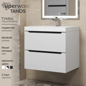 Тумба под раковину Uperwood Tanos 60 см, подвесная, белая/графит в Еманжелинске - emanzhelinsk.ok-mebel.com | фото 3