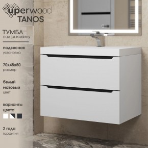 Тумба под раковину Uperwood Tanos 70 см, подвесная, белая/графит в Еманжелинске - emanzhelinsk.ok-mebel.com | фото 3