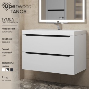 Тумба под раковину Uperwood Tanos 80 см, подвесная, белая/графит в Еманжелинске - emanzhelinsk.ok-mebel.com | фото 3