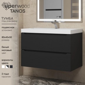 Тумба под раковину Uperwood Tanos 80 см, подвесная, черная матовая в Еманжелинске - emanzhelinsk.ok-mebel.com | фото 3