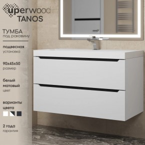 Тумба под раковину Uperwood Tanos 90 см, подвесная, белая/графит в Еманжелинске - emanzhelinsk.ok-mebel.com | фото 3