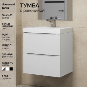 Тумба с раковиной Uperwood Tanos 50 см, подвесная, белая матовая в Еманжелинске - emanzhelinsk.ok-mebel.com | фото 5